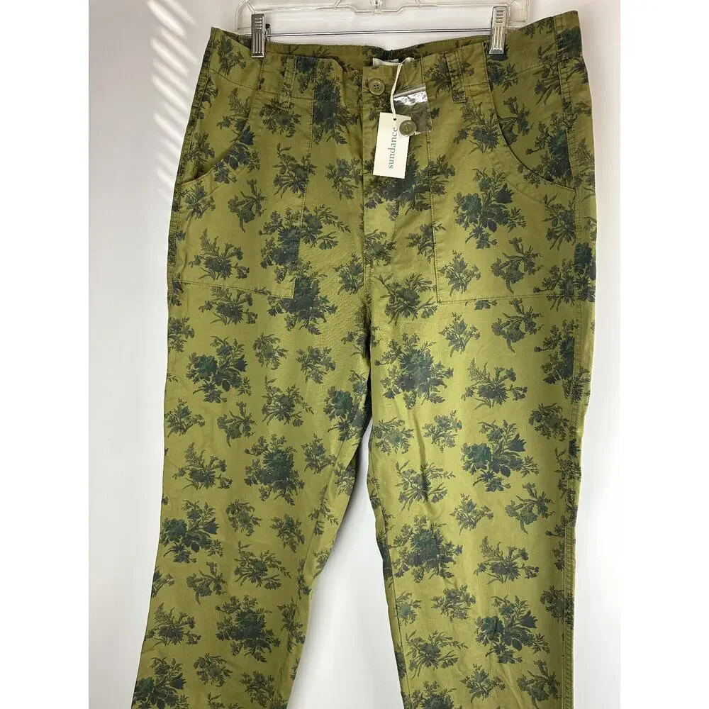 NWT Sundance Berenice Everyday Floral Pants Green Ankle Pant Women’s Size 16 - Picture 4 of 7